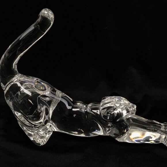 Vintage LENOX Crystal Glass Cat Panther Stretching Figurine 1994 Germany - Picture 10 of 12